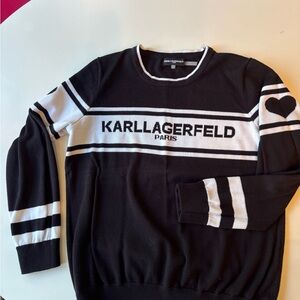 Karl Lagerfeld Black and White Logo Crewneck Sweater